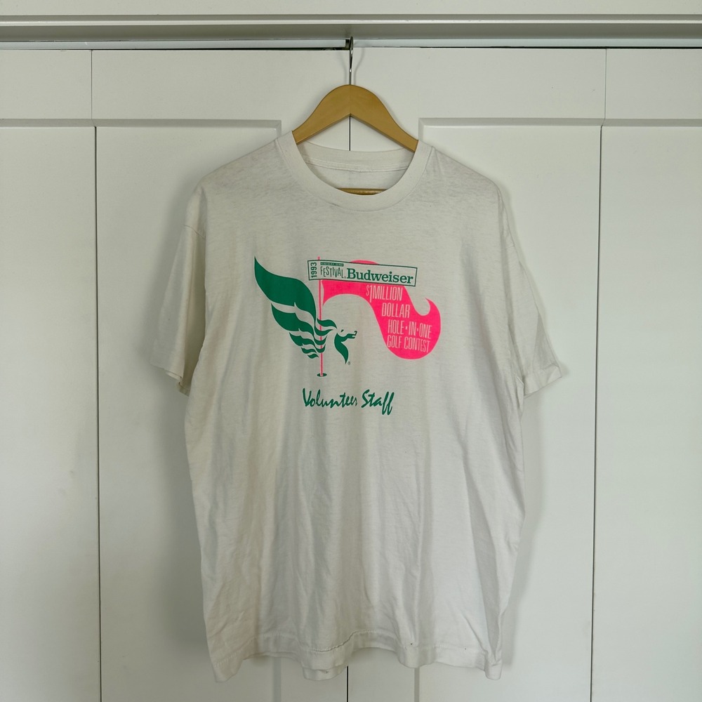 Mens Budweiser Beer T-Shirt XL 1993 Kentucky Derby Festival Golf Volunteer Staff - Picture 2 of 4